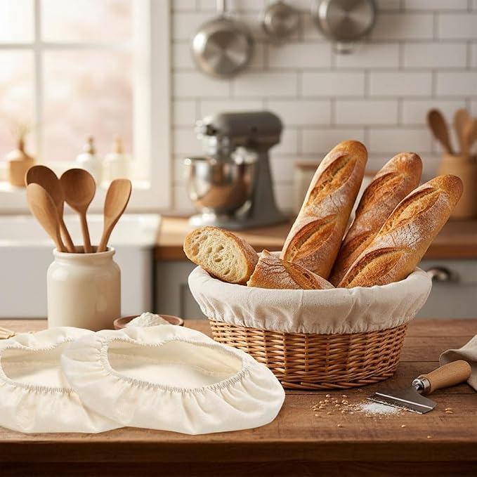 Bread Proofing Basket Cloth Liner 6 Pcs Natural Rattan Banneton Liner 10 Inch Oval Banneton Bread Proofing Cover Basket Cloth Liner Sourdough Bread Baking Supplies Cloth Bowl Covers for Bread Proofing