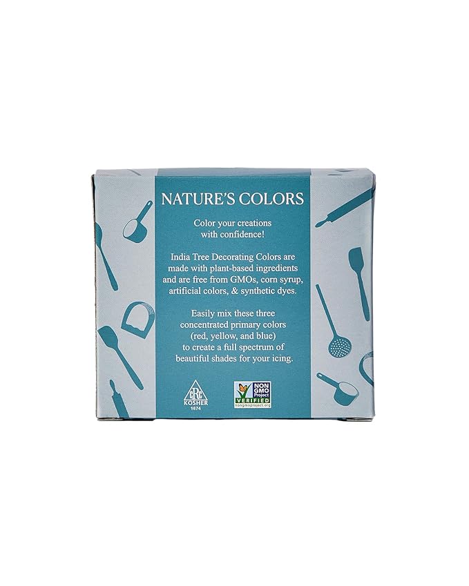 Natural Liquid Food Coloring Set – Plant-Based, Dye-Free, Non-GMO, Allergen-Free, 3 Bottles (Red, Yellow, Blue), 1.265 oz – India Tree Nature’s Colors