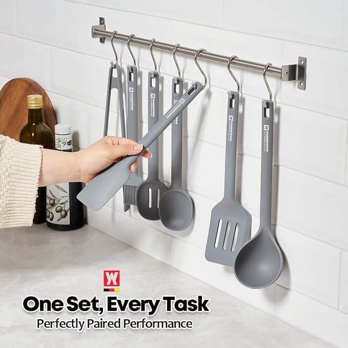 Wagensteiger Dark Gray Silicone Ladle: Heat Resistant with Gentle Head Structure, Non-stick Cookware Safe, Portion Batter, BPA Safe (12.6inch x 3.15inch)