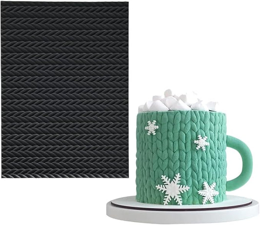 mostsom Silicone Lace Cake Molds Reusable Fondant Embossing Mats for Cake Decorating, Sweater Pattern, Cupcakes, Cookies, Chocolate - Food-Grade Non-Stick Baking Tools (C_ Sweater Pattern)