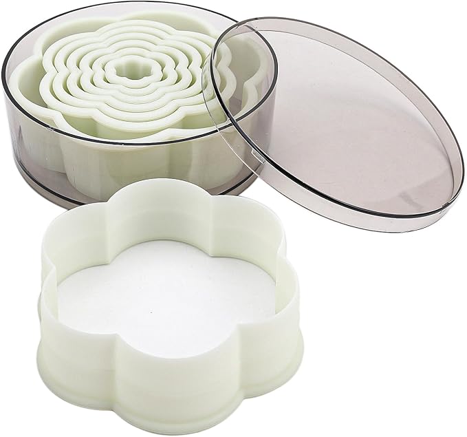 Multi-Shape Nylon Cookie Molds Round Square Star Plastic Geometry Biscuit Cutter Dough Mousse Bread Slicer DIY Bakery Utensils (Flat Six Petal)