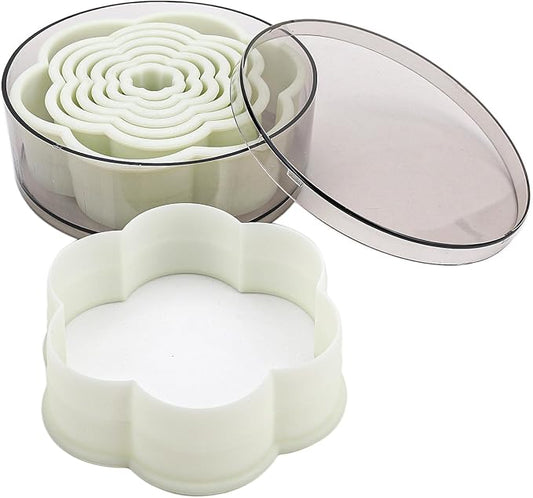 Multi-Shape Nylon Cookie Molds Round Square Star Plastic Geometry Biscuit Cutter Dough Mousse Bread Slicer DIY Bakery Utensils (Flat Six Petal)