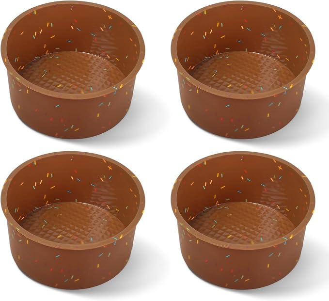 4.75 Inch Round Cake Pan, 4 Pcs Silicone Cake Pans for Baking, Nonstick Baking Mold BPA Free Dishwasher Safe, Great for Layer Cake, Cheese Cake, Chocolate Cake