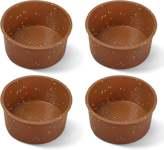 4.75 Inch Round Cake Pan, 4 Pcs Silicone Cake Pans for Baking, Nonstick Baking Mold BPA Free Dishwasher Safe, Great for Layer Cake, Cheese Cake, Chocolate Cake