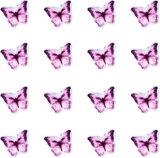 Edible Butterflies for Cake Decorating, 16 Pcs Purple Edible Butterflies, Royal Icing Butterfly for Cakes, Cookies, Cupcakes, Macarons, Chocolate, and Ice Cream
