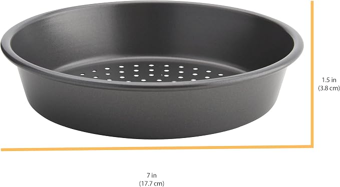 Chicago Metallic Deep Dish Pizza Pan Set of 4, 7 Inch Personal Size, Heavy-Duty Carbon Steel with Perforated Bottom for Crispy Crust, Perfect for Family Pizza Night