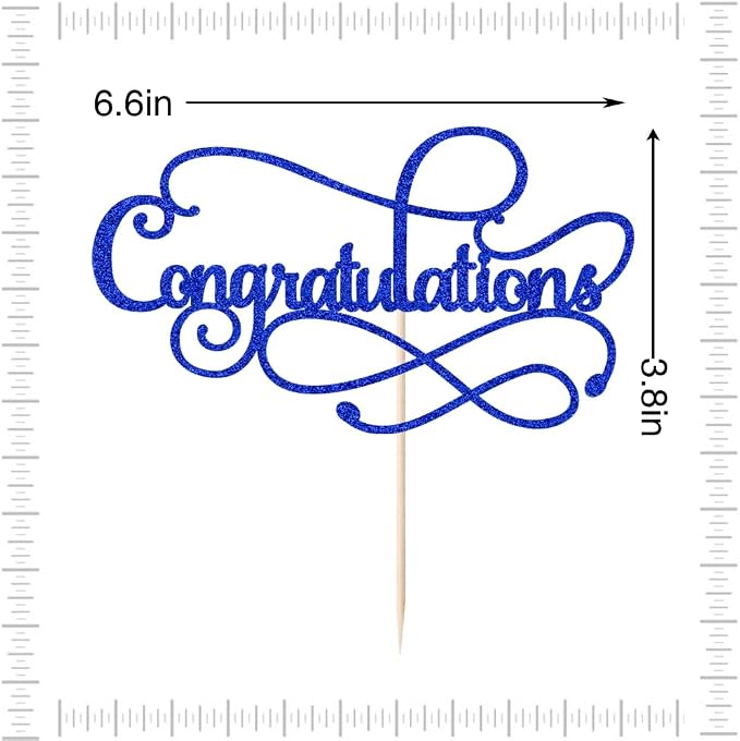 Congratulations Cake Topper,Congratulations 2026 Graduation Cake Topper,Graduation, Wedding, Retirement, Birthday, Anniversary, Celebration Party Decorations Supplies(Royal Blue)