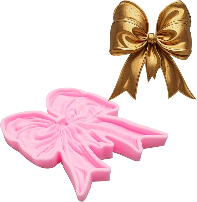Large Bow Silicone Mold, Bow Chocolate Fondant Mold for Cake Decoration Candy Cupcake Topper Cake Polymer Clay Crafts Epoxy Resin