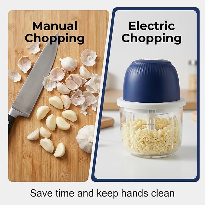 Electric Garlic Chopper, Portable Mini Food Processor, Upgrade Cordless Chopper for Home Cooking, Rechargeable Onion Chopper for Kitchen Users (2)