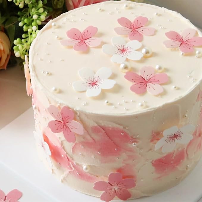 60 Pcs Edible Flowers Cake Cupcake Toppers Decorations Floral Cake Decoration Birthday Wedding