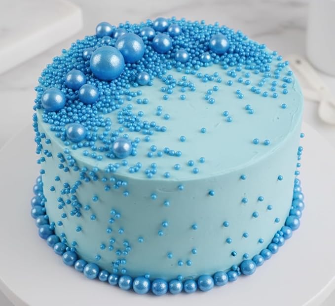 Zali Edible Pearl Sprinkles, Royal Blue, 26 Colors Mixed Size | Cake Decorating, Sugar Pearls for Cakes, Cupcakes, Cookies, Donuts & Ice Cream, Gluten Free, Food Grade