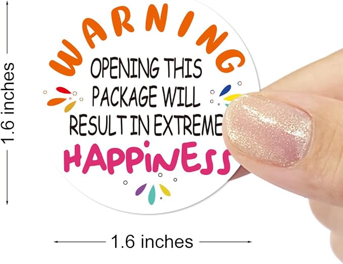 Handmade Thank You Small Business Stickers,Warning Opening This Package Happiness Stickers for Small Business Envelopes Package Packing 500 Labels Per Roll