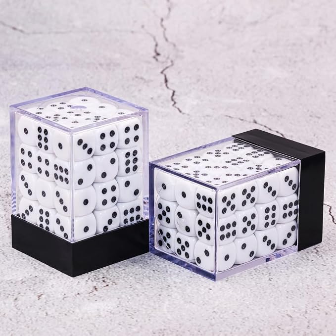 36 of Pack 12MM 6 Sided MINI Dice Set,Solid White and Solid Black Game Dice Set, 6 Sided Standard Colored Dices for Tenzi, Bunco,with Portable Plastic Box(White+Black)