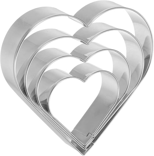 HARFINGTON Heart Cookie Cutter Set Assorted Sizes Stainless Steel Valentine's Day Biscuit Baking Pastry Candy Cookie Cutters Molding for Pastry Fondant Cake