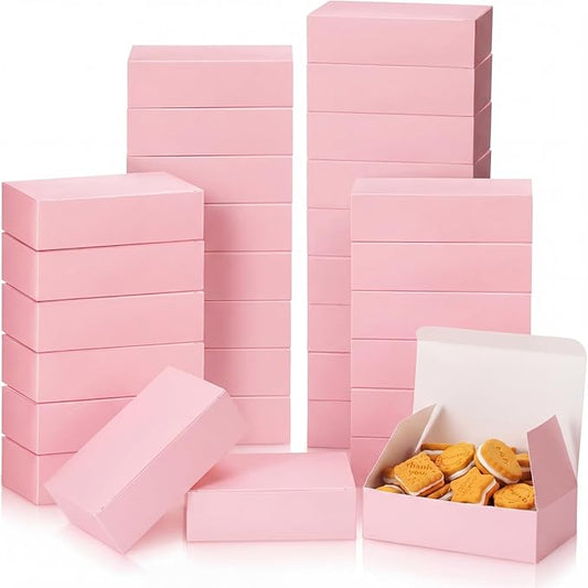FillTouch 36 Pcs Pink Bakery Boxes 5.75 x 2.75 x 1.5 Inch Pink Cookie Boxes Pastry Box for Cupcakes, Desserts, Cookies, Candies Donuts Cookie Containers for Party Favor and Gifts