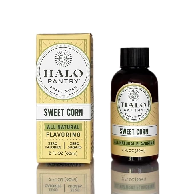 Natural SWEET CORN Flavoring Extract by HALO PANTRY (2oz bottle) | Water-Soluble, Dye-Free/Colorless, Gluten-Free, Dairy Free, Zero Sugars, NO Sweeteners, NO Calories | Perfect for customizing ANY baking, candy, dessert or drink recipes