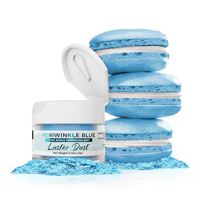 Luster Dust - Periwinkle Blue (4g 1x Jar) | Edible Vegan Dust & Paint for Cake Decorating, Ice Cream, Desserts, Cocktails and Beverages by Bakell