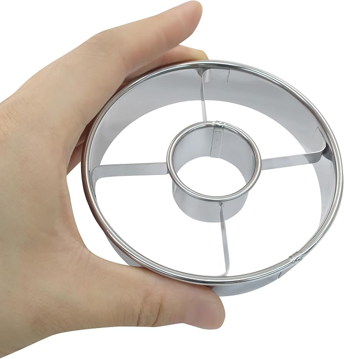3.86 Inch Donut Cutter, Stainless Steel Doughnut Cutter Professional Baking Mold Tool for Perfect Donuts Bagels Cookies Biscuits