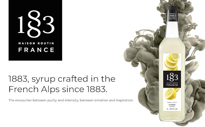 1883 Lemon Syrup for Drinks, Made in France, 1 Liter Glass Bottle