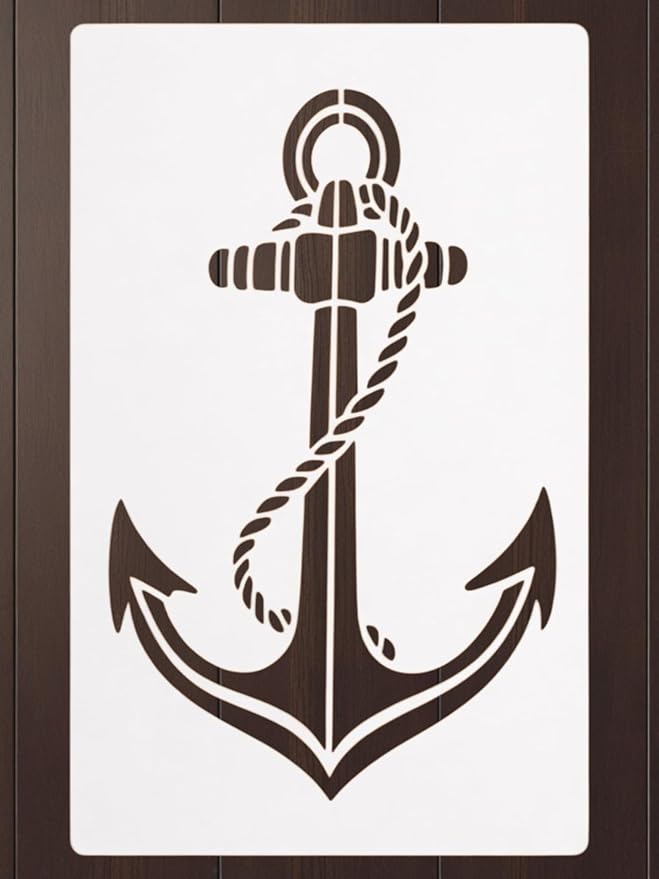 Nautical Anchor Stencil – Ocean Travel Adventure Design Template Pattern Reusable Art Stencil for Painting, Crafting and DIY Projects