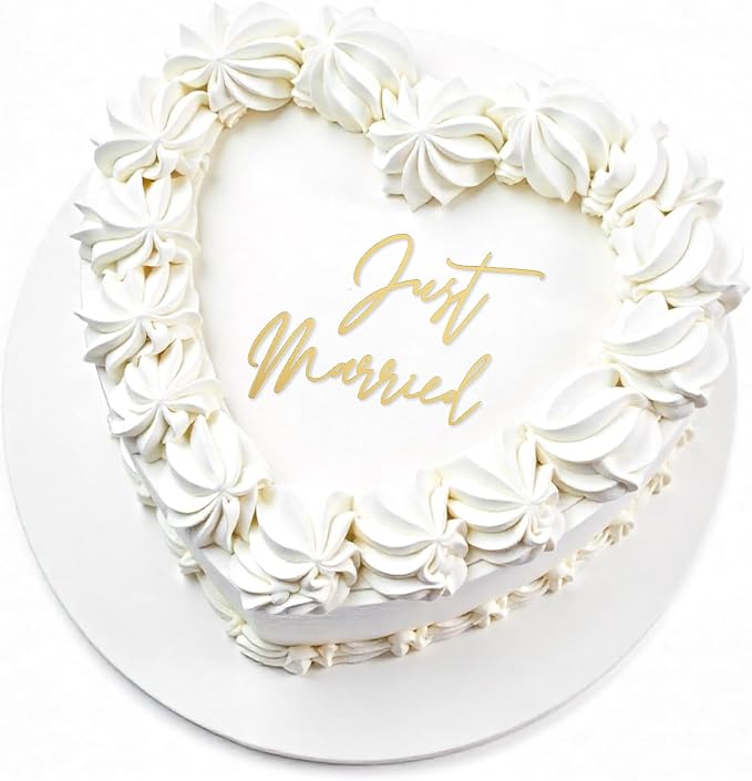 Just Married Cake Topper, Wedding Cake Toppers Engaged Cakes Topper for Bridal Shower Just Married Cakes Decor Bachelorette Party Decorations Black Gold Cupcake for DIY(Gold)