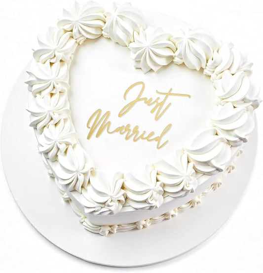 Just Married Cake Topper, Wedding Cake Toppers Engaged Cakes Topper for Bridal Shower Just Married Cakes Decor Bachelorette Party Decorations Black Gold Cupcake for DIY(Gold)