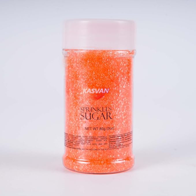 Kasvan Orange Sanding Sugar Sprinkles - Edible Sugar Crystals, Baking Cake Decorations, Ice Cream Toppings cupcake Decorating, Wedding Party Chirstmas Supplies, 85g/3.2oz (Orange)