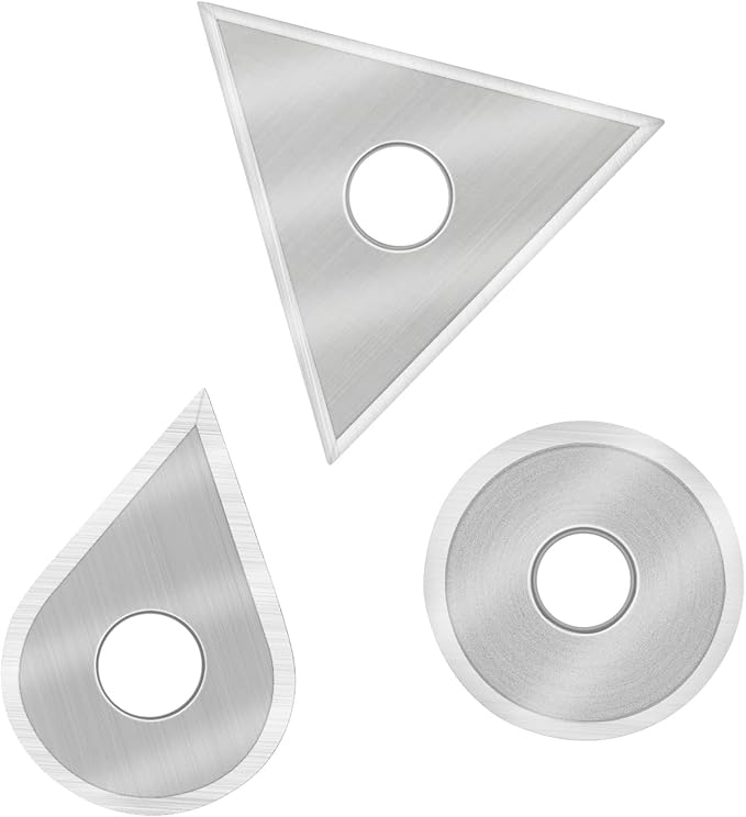 MANUFORE 3pcs Carbide Paint Scraper Blades Tungsten Steel Round, Triangular and Drop Shaped Blades for Removing Paint, Glue, Grout