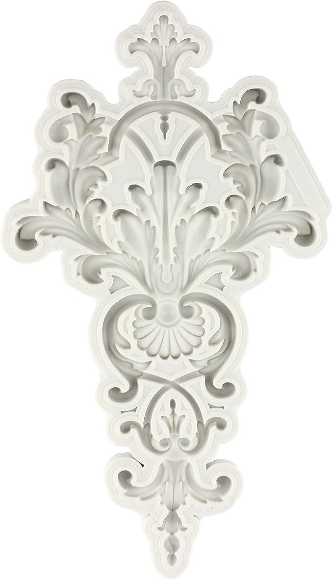 Baroque Fondant Molds Curlicues Scroll Lace Silicone Mold Relief Flower Mold 3D Sculpted For Sugar Cake Decorating Cupcake Topper Candy Chocolate Gum Paste Polymer Clay