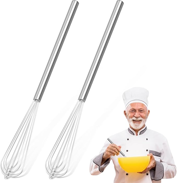 2 PCS Mini Whisk, Small Whisks for Cooking, Stainless Steel Mini Whisk Set - Essential Tiny Wire Whisk for Whisking, Beating, Blending Eggs & Sauces
