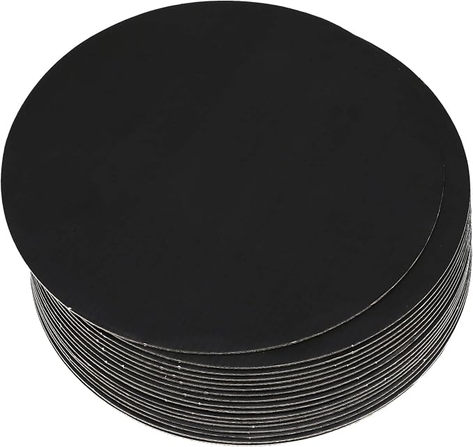 qiqee 12 Inch Black Cake Boards Round 40-Packs Circles Rounds Base Food-Grade Cardboard Cake Plate（Thinner But Stronger）