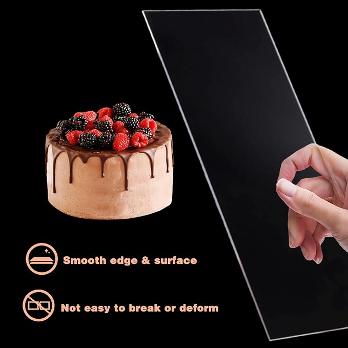 4 Pcs Cake Scraper Set Acrylic Cake Decorating Supplies Large Transparent Cake Smoother for Icing Perfect for Butter Cream Frosting with 7 Different Shapes Durable
