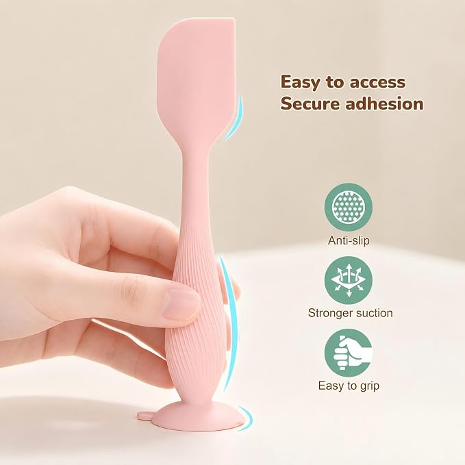 Baby Diaper Cream Spatula 4 Pack, Butt Spatula Baby with Travel Case, Soft Butt Paste Spatula with Suction Base, Portable Diaper Spatula，Perfect Baby Shower Gift
