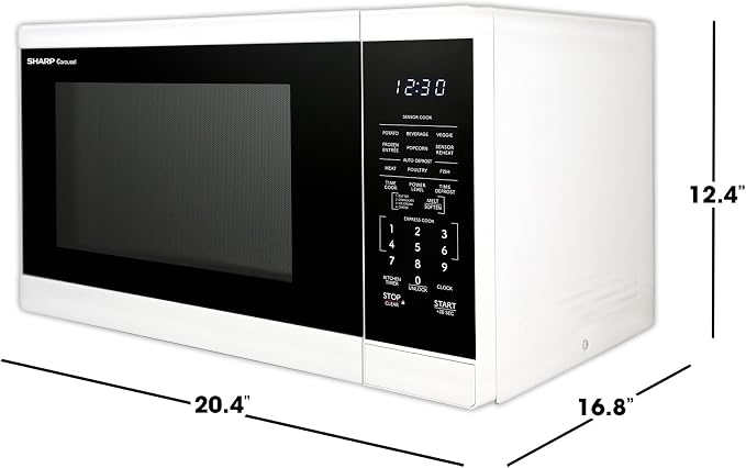 SHARP Countertop Microwave Oven with Removable 12.4" Carousel Turntable, 1100 Watt, 1.4 Cubic Feet, White
