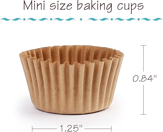 LotFancy 500Pcs Mini Cupcake Liners, Natural Muffin Liners Baking Cups, Greaseproof Paper Cupcake Wrappers, No Smell, Unbleached
