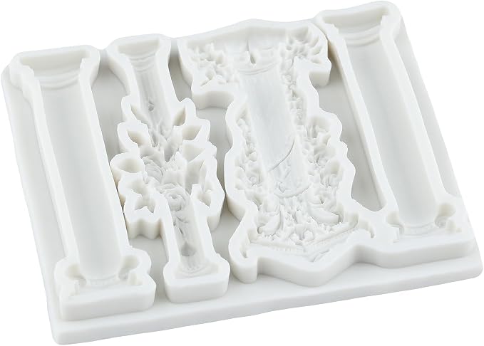 European Vintage Roman Column Silicone Mold Baroque Relief Pattern Pillar Fondant Molds for Cake Decorating Cupcake Topper Candy Polymer Clay Chocolate Gum Paste