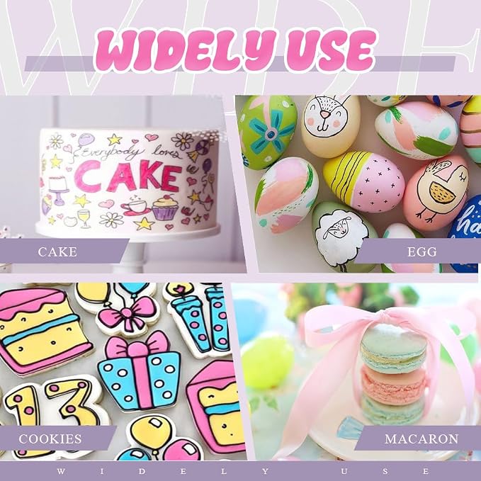 EdibleInk Macaron Food Coloring Pens 10 Color - Dual Tip Edible Markers with Fine & Thick Ends, New Macaron Pastel Set for Decorating Cookies, Cakes, Fondant, Icing, Cupcakes