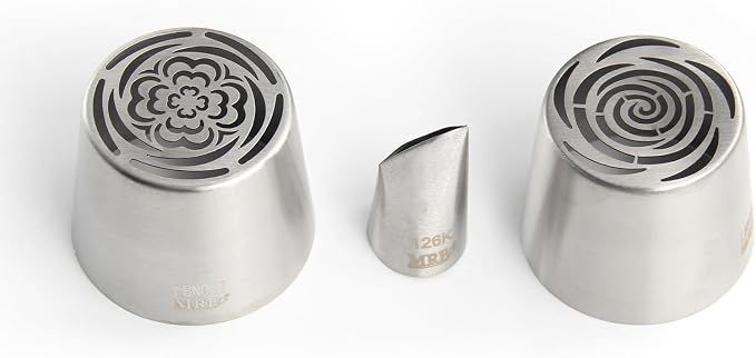 3 Pieces Stainless Steel Extra Large Russian Tulip Icing Tips Kit, Cupcake Dessert Marshmallow Piping Nozzle,2 XXL Russian Flower Tips,1 Medium Petal Tip for Cake Decorations