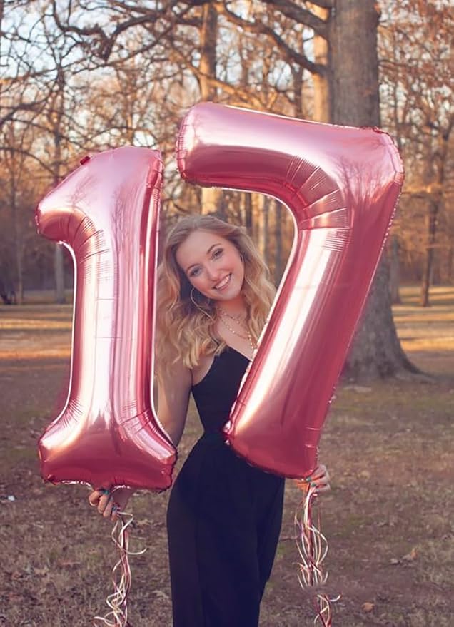 40 Inch Number 7 Balloon, 6 7 Birthday Decorations, Pastel Pink Seven Birthday Decor, 7 17 27 70 Year Old Balloon Number for Engagement, Wedding, Graduations
