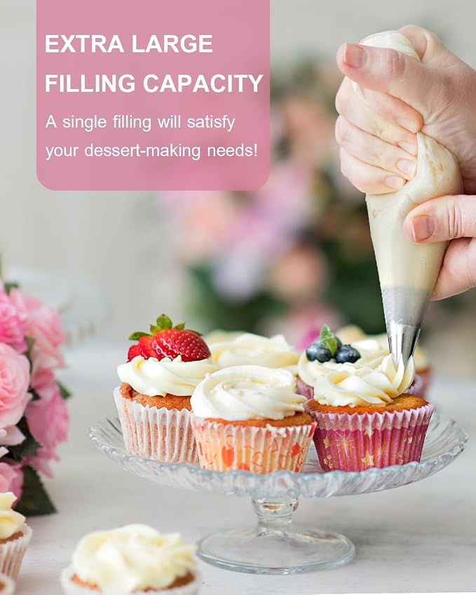 18 Inch Large Piping Bags Disposable, 100 Pieces Icing Bags, Tipless Piping Bags, Thickened Pastry Bags, Non-Slip & Anti-Burst, Frosting Piping Bags for Cakes Cookies Decoration