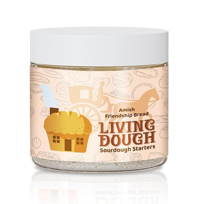 Living Dough - 55 Year Old Amish Friendship Sourdough Starter Culture - Sweet and Organic Sourdough Starter for Baking - For Artisan Bread, Pizza Dough, Waffles & More