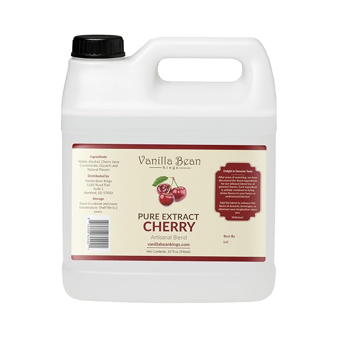 Pure Cherry Extract for Baking and Flavoring - Premium Quality Natural Flavors for Baked Goods, Desserts, & Cooking - 32 FL OZ