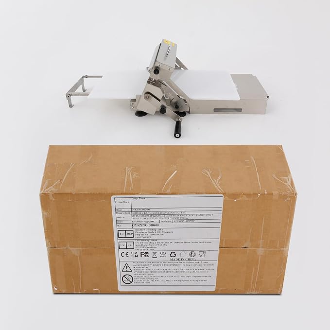DYRABREST Manual Dough Sheeter, Adjustable Thickness Pasta Machine with Stainless Steel, Commercial & Home Use for Croissant Pastry, Silver