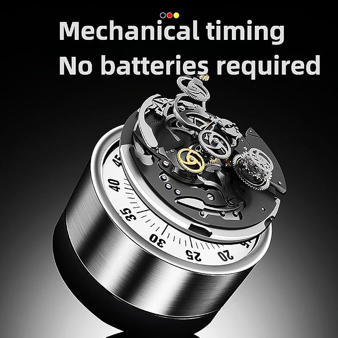 Kitchen Timer Magnetic Time Timer, Visual Countdown Kitchen Stainless Steel Mechanical Clock, Alarm Clock, Alarm Clock, Reminder (Stainless Steel)