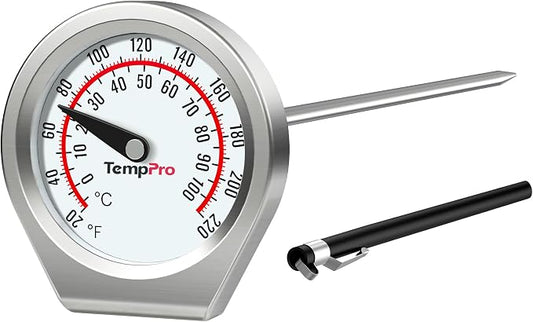 TempPro Dial Instant Read Meat Thermometer for Cooking, Grill Food Thermometer with Glass Lens, Portable Kitchen Thermometer for Liquid, Steak, Turkey Temp Checking (Previously ThermoPro)