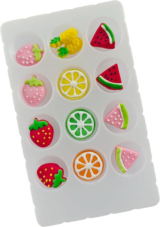 Edible Mixed 12pcs Fruit Sugar cake decorations, cupcake toppers, perfect Icing Cookies decro for Valentine's Day Birthday Halloween Thanksgiving Christmas party Team Dinner