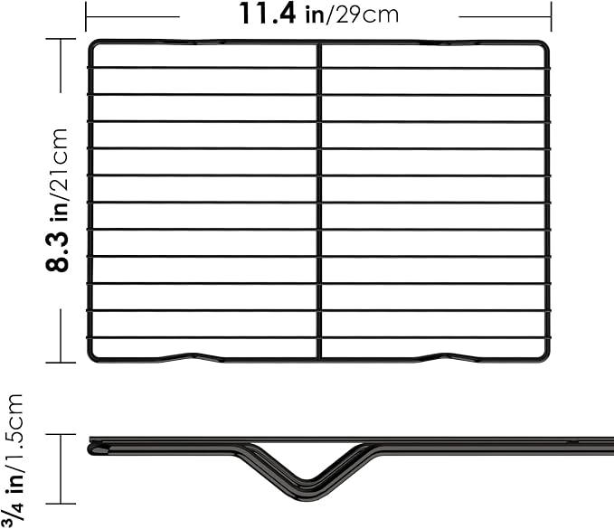 Adorila 2 Pack Cooling Rack for Baking, 8.3" x 11.4" Stainless Steel Grill Rack, Small Grid Baking Rack for Baking Cooking Roasting Oven (Black)