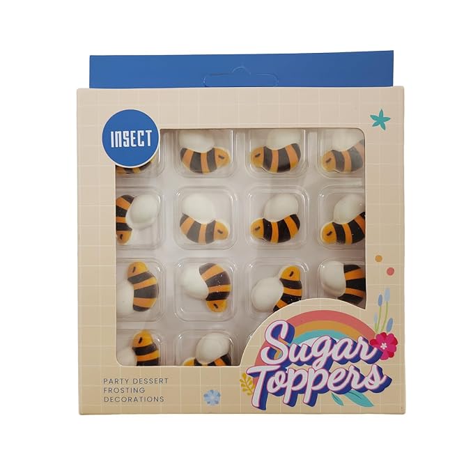 Bees Cakes Decorations Edible Bee Shaped Hard Sugar Icing Decorations Cupcake Toppers for Baking Cookie Ice Cream Candy Decoration