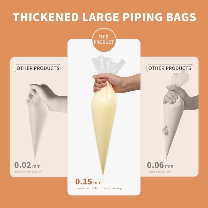 24 Inch Piping Bags Disposable,Thickened 50pcs Large Piping Bags,Anti Burst Extra Large Piping Bags,Food Grade Cake Piping Bags,Tipless Piping Bags for Cake Cupcakes Cookies Frosting
