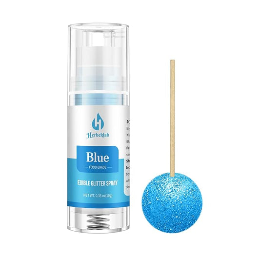 Blue Edible Glitter Spray – Herbeklab 10g Food Grade Edible Shimmer Spray for Cakes, Cookies, Chocolate, Strawberries, Drinks and Cocktails– Upgraded Bottle Design